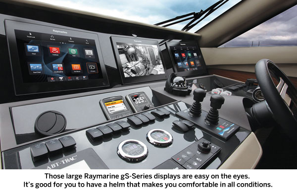 Raymarine gS-Series multifunction displays at a modern helm